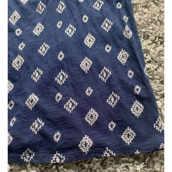 Lucky Brand navy blue EMBROIDERED Boho CAP SLEEVE TUNIC SHIRT TOP sz XS - Picture 2 of 6